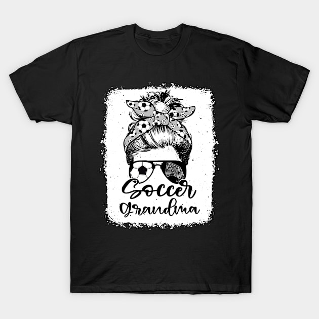 Soccer Grandma Vintage Leopard Messy Bun Bleached T-Shirt by Wonder man 